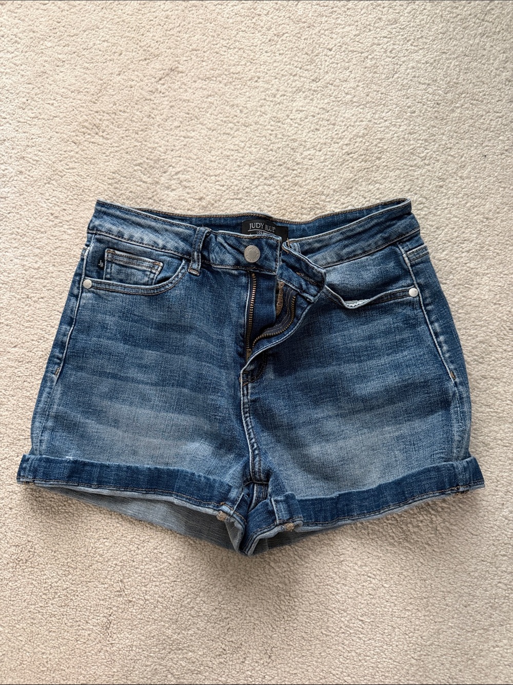 Judy Blue Medium Wash Rolled Hem Denim Shorts